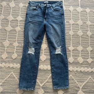 Good American high waist, distressed knee jeans size 10